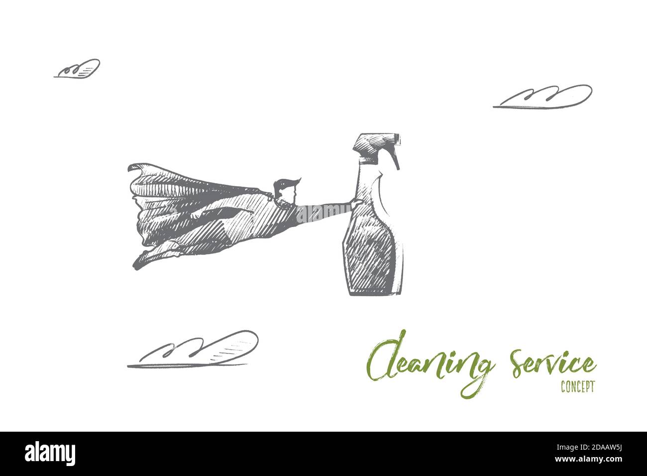 Cleaning service concept. Hand drawn isolated vector. Stock Vector