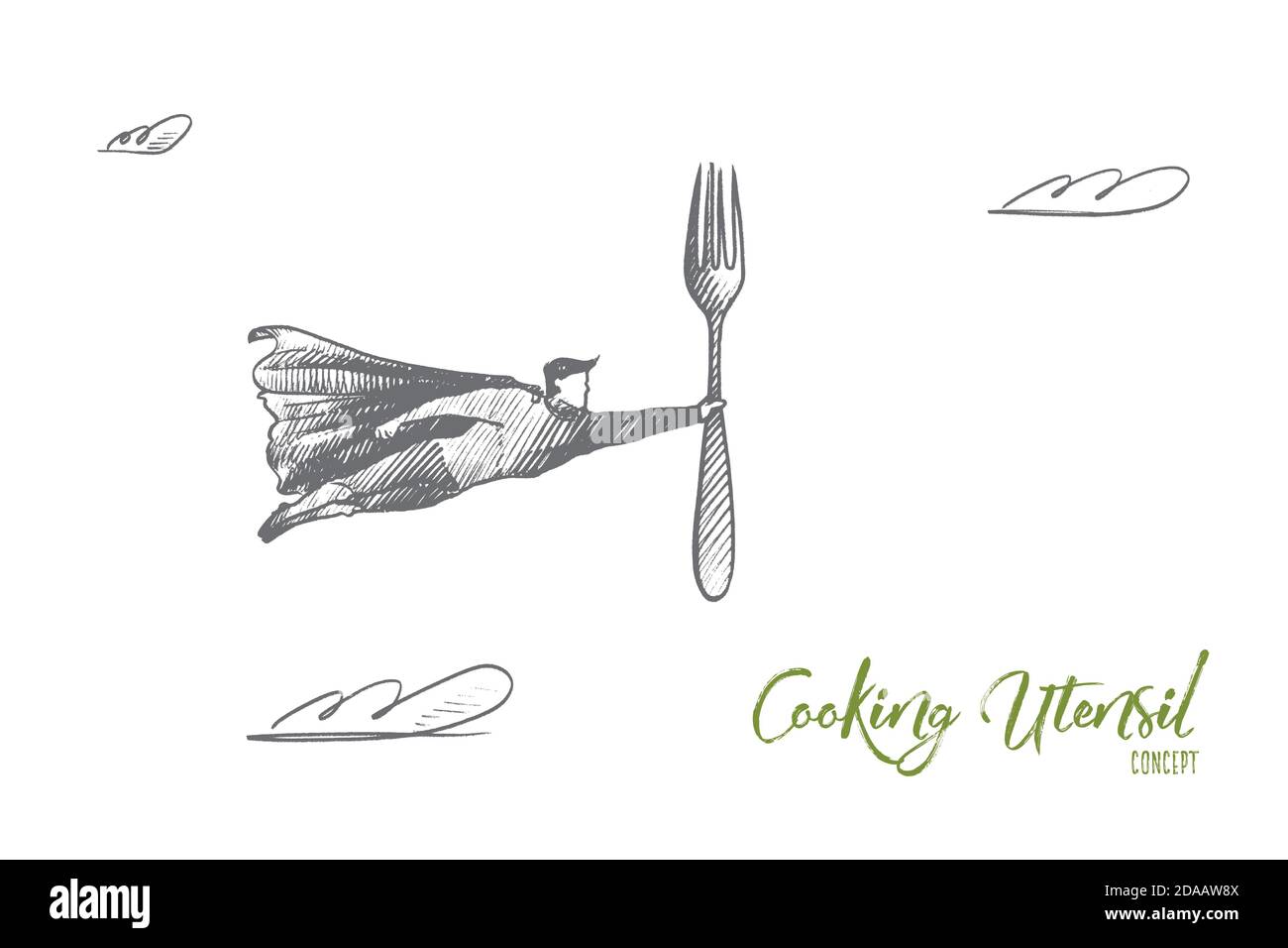 Cooking utensil concept. Hand drawn isolated vector. Stock Vector