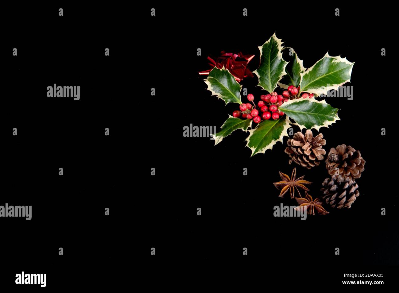 christmas decoration on black background Stock Photo