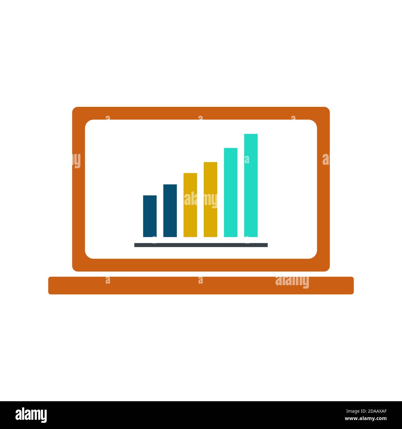 increase graph on computer black and white stock... Laptop showing growth graph on screen on white background. Statistics ...