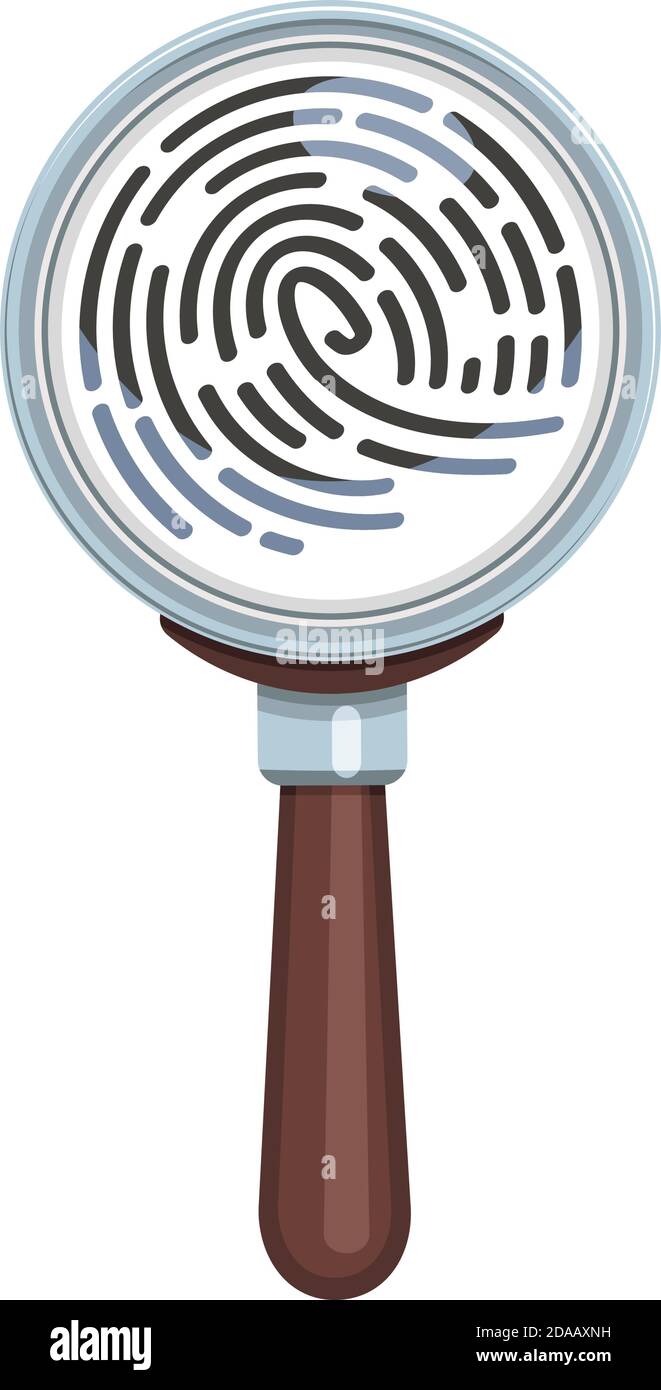 Magnifying glass examines fingerprint. Vector illustration magnifier