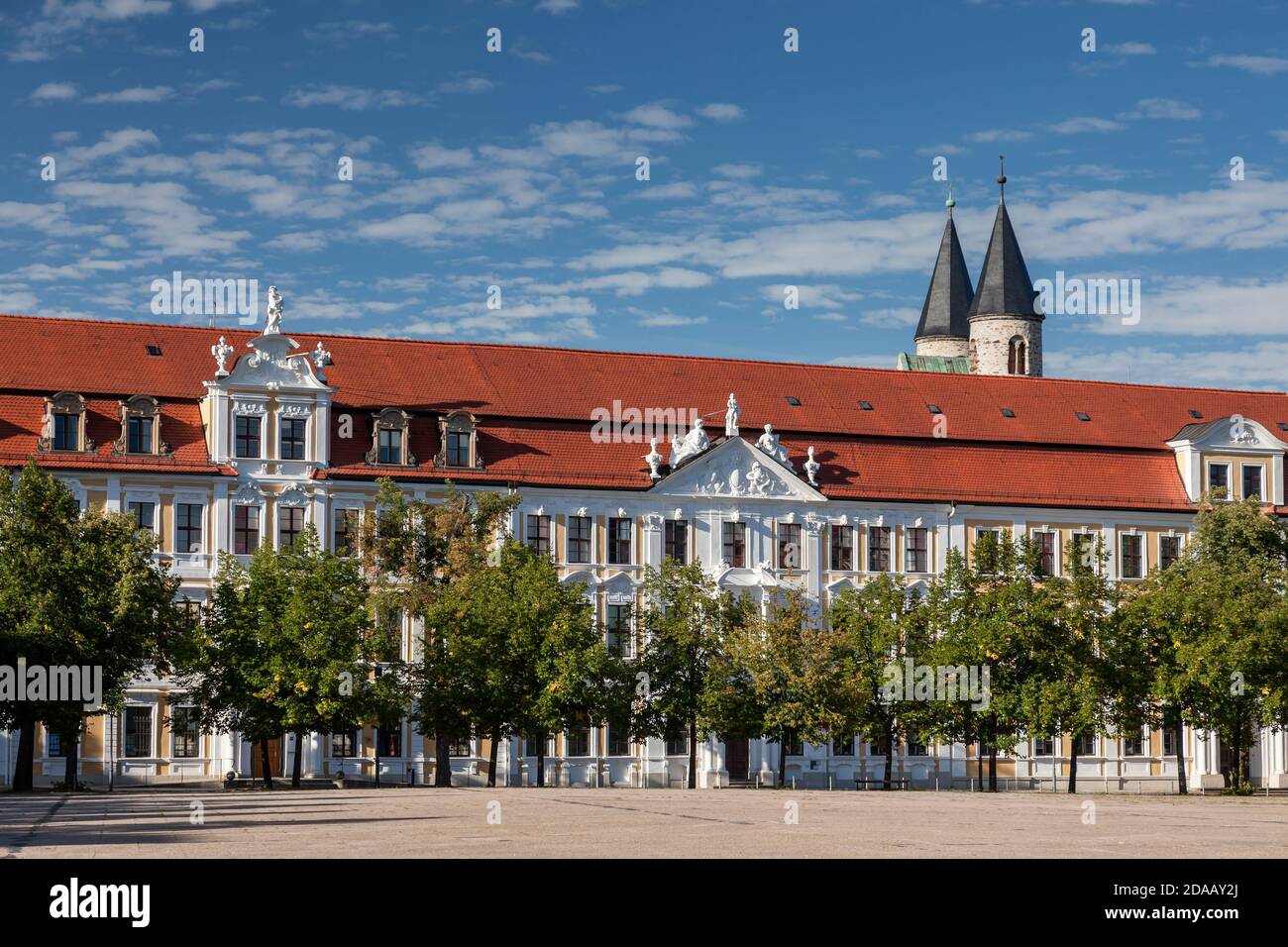 geography / travel, Germany, Saxony-Anhalt, Magdeburg, Landtag behind monastery our loving women, Additional-Rights-Clearance-Info-Not-Available Stock Photo