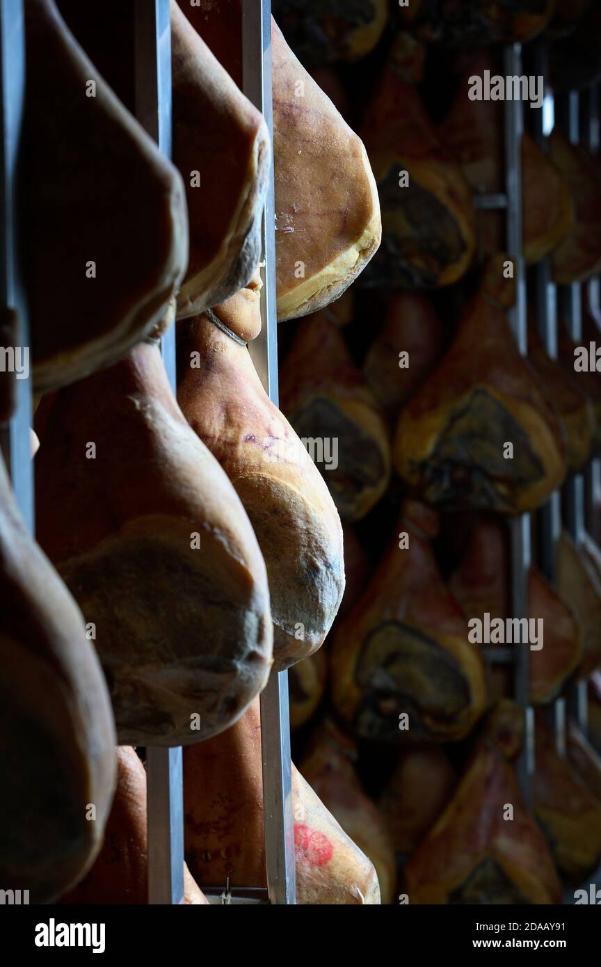 seasoning of Italian raw ham called prosciutto crudo in a raw ham food