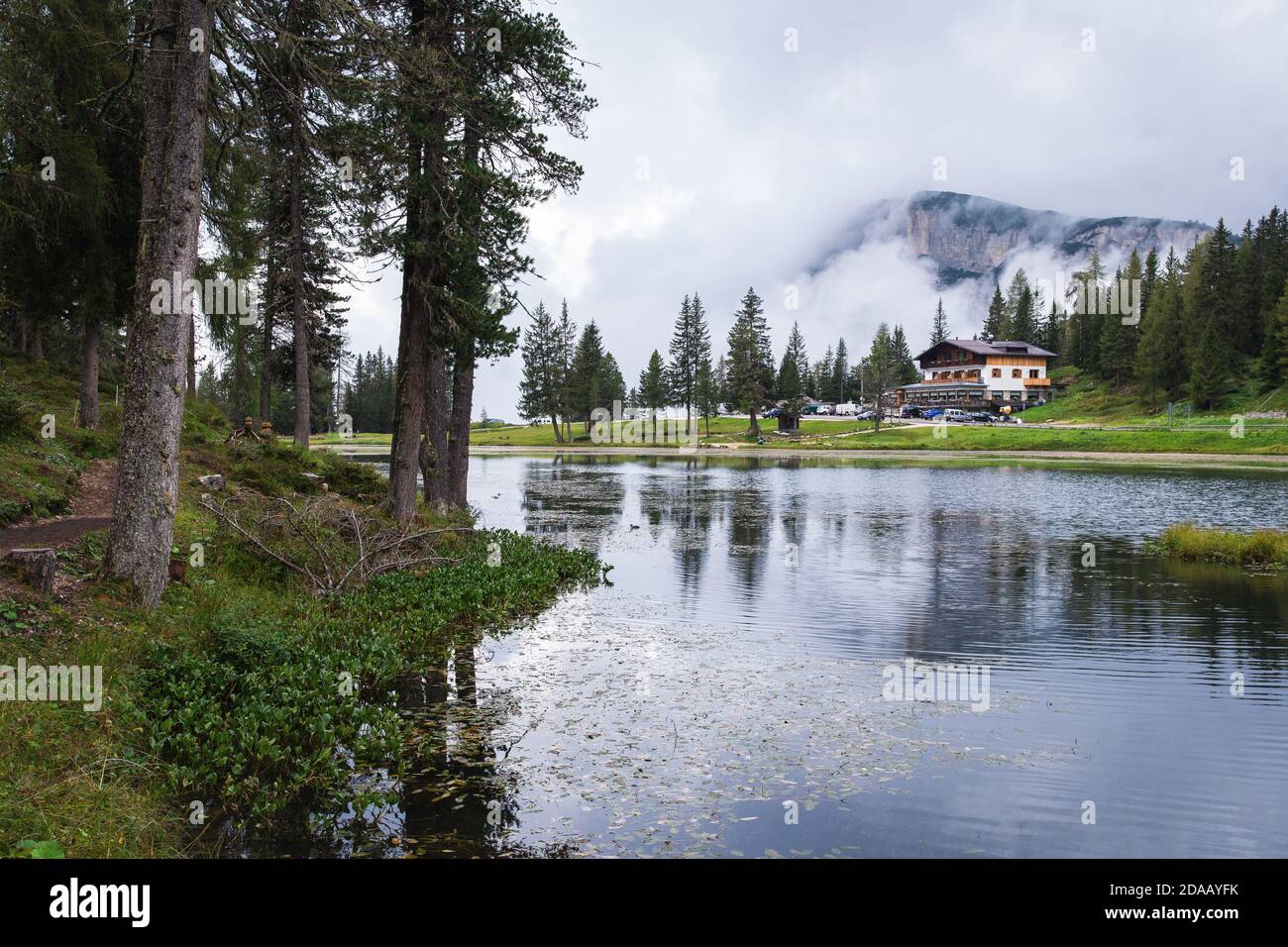 Antorno lake in Dolomites, Italy Stock Photo