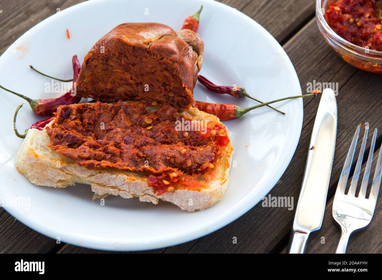 spicy salami called nduja typical of the cuisine of the Calabria region