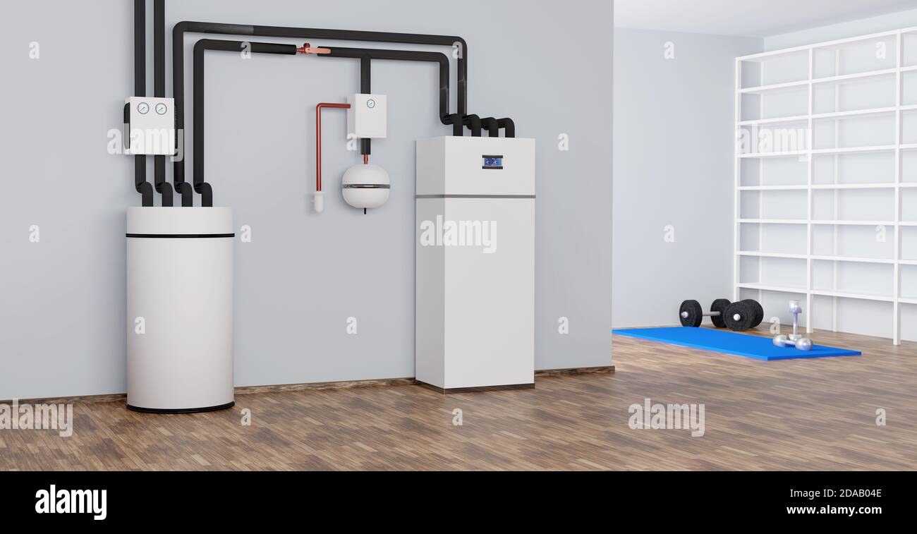 A modern heating system for private households, 3D illustration Stock Photo  - Alamy