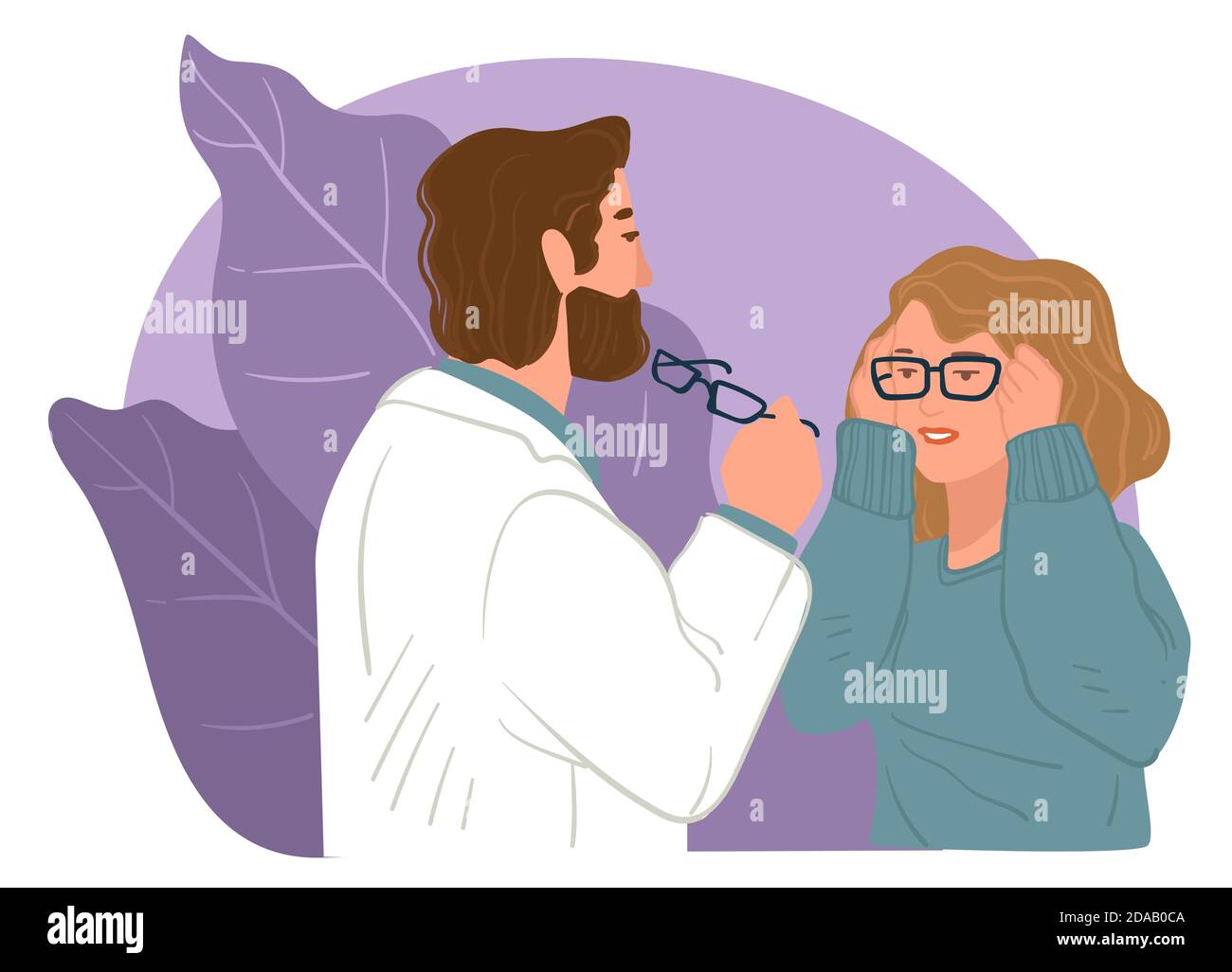 Ophthalmology health care, choosing glasses vector Stock Vector Image