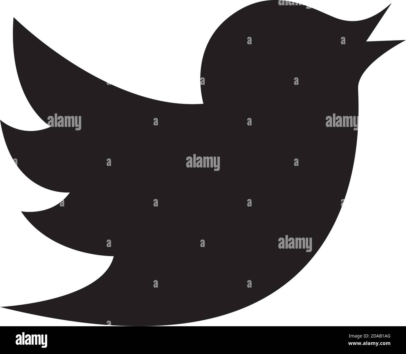 Twitter Social Media Logo Icon Over White Background Silhouette Style