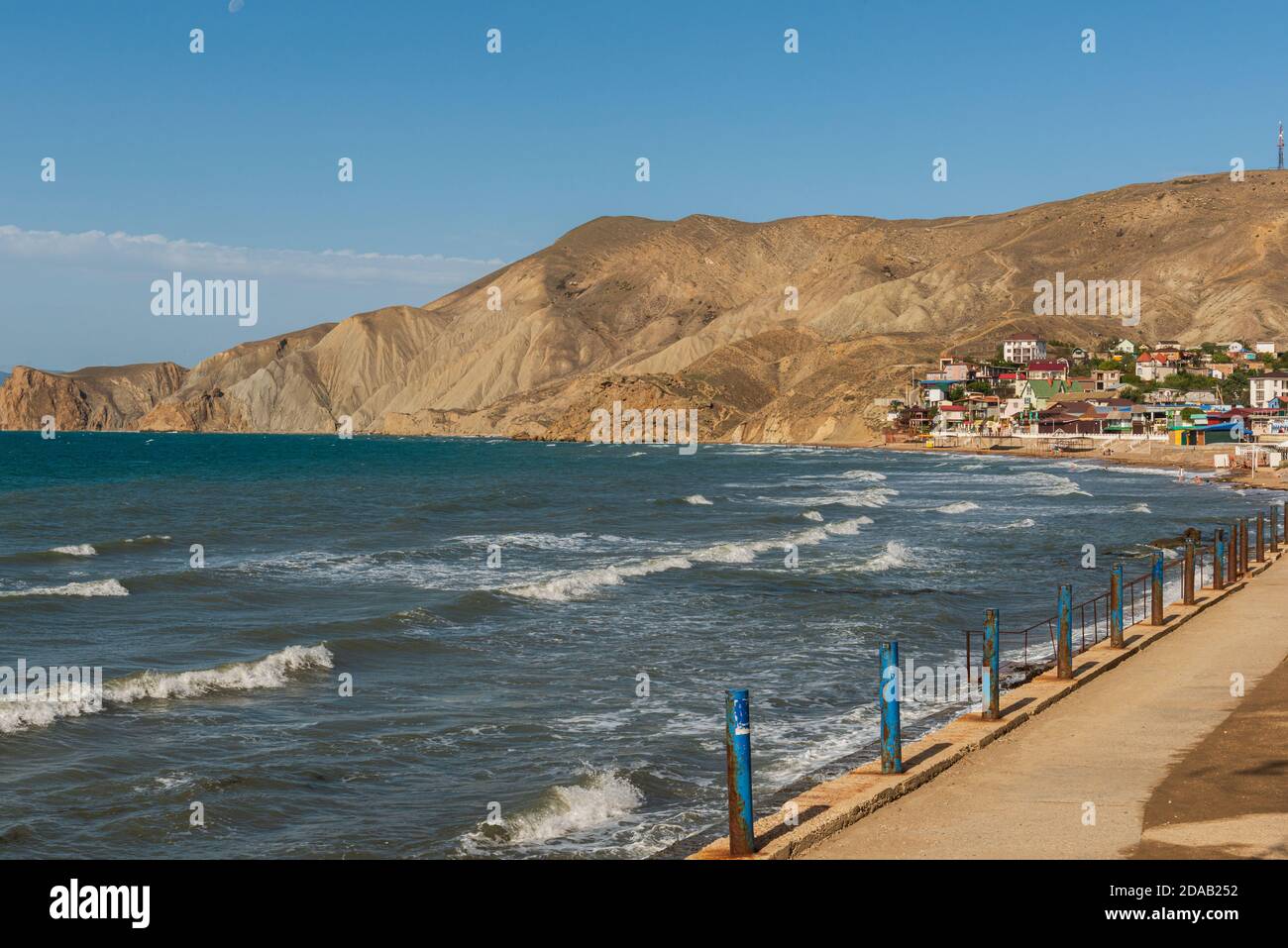 Bay on the Black sea near the village of Ordzhonikidze, on the sea light waves, wave Stock Photo