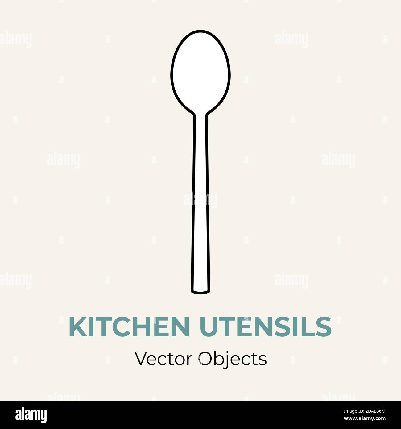 Spoon vector isolate illustration. Vector line illustration logo icon cafe menu banner flayer. Dishware tableware logo Stock Vector