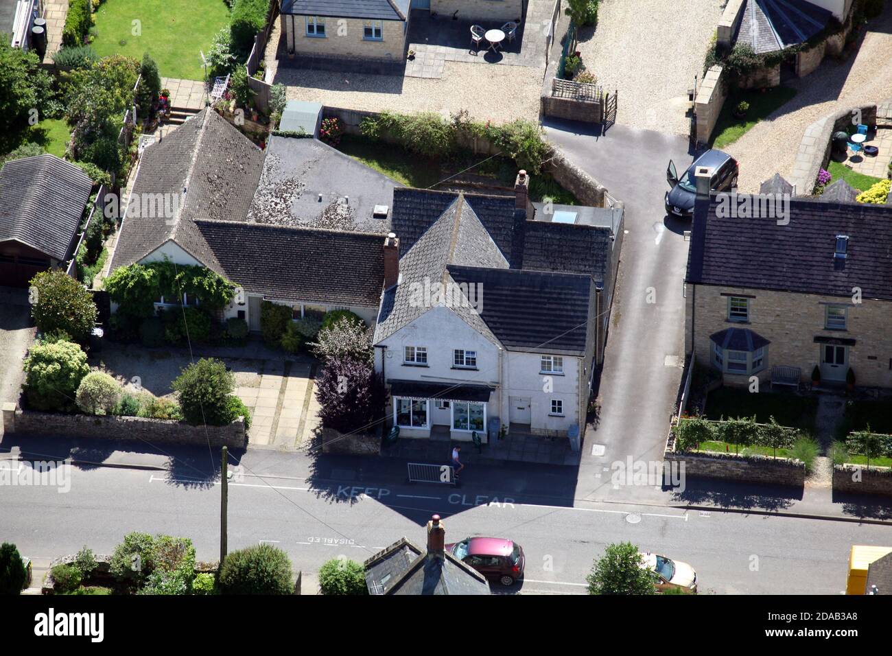 aerial view of the High Street in MiltonunderWychwood, with Wychwood