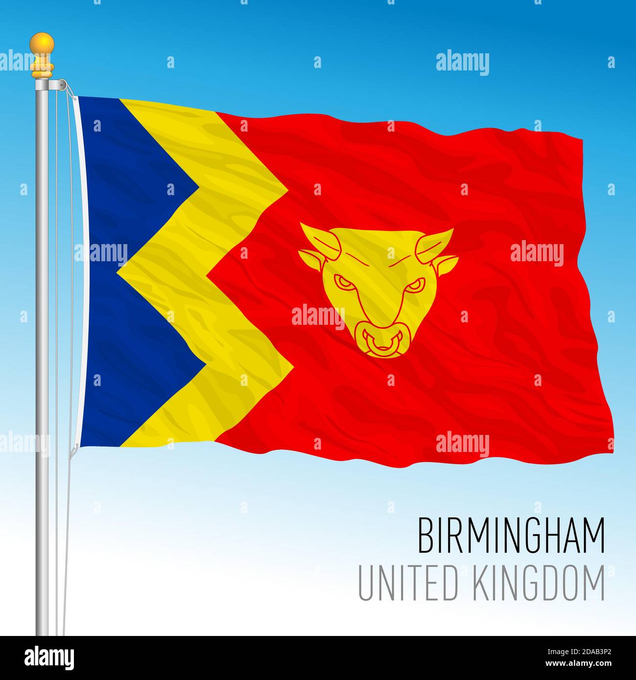 Birmingham city official flag, United Kingdom, vector illustration Stock Vector