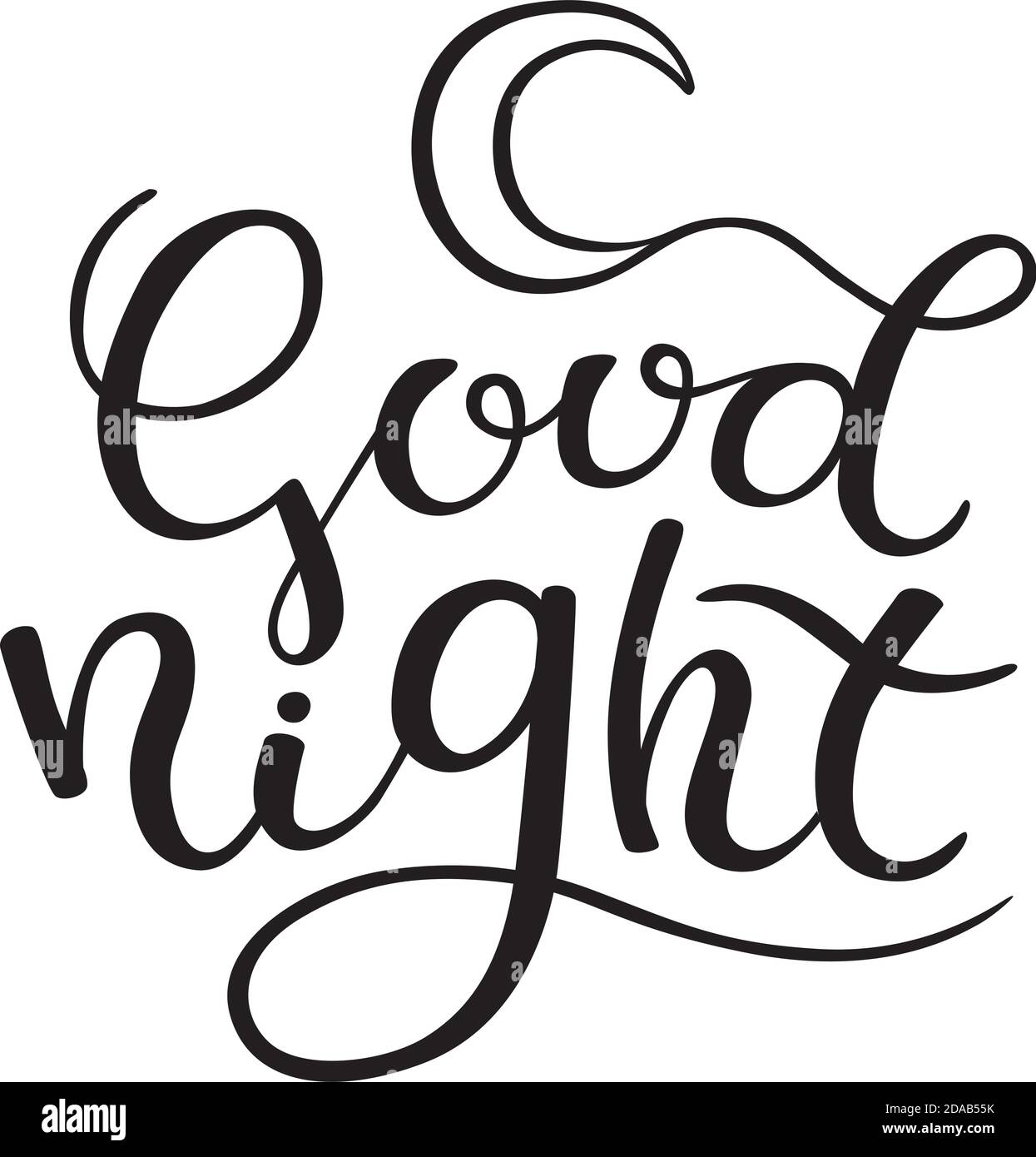 Hand lettering goodnight. Template greeting card, poster. Stock Vector