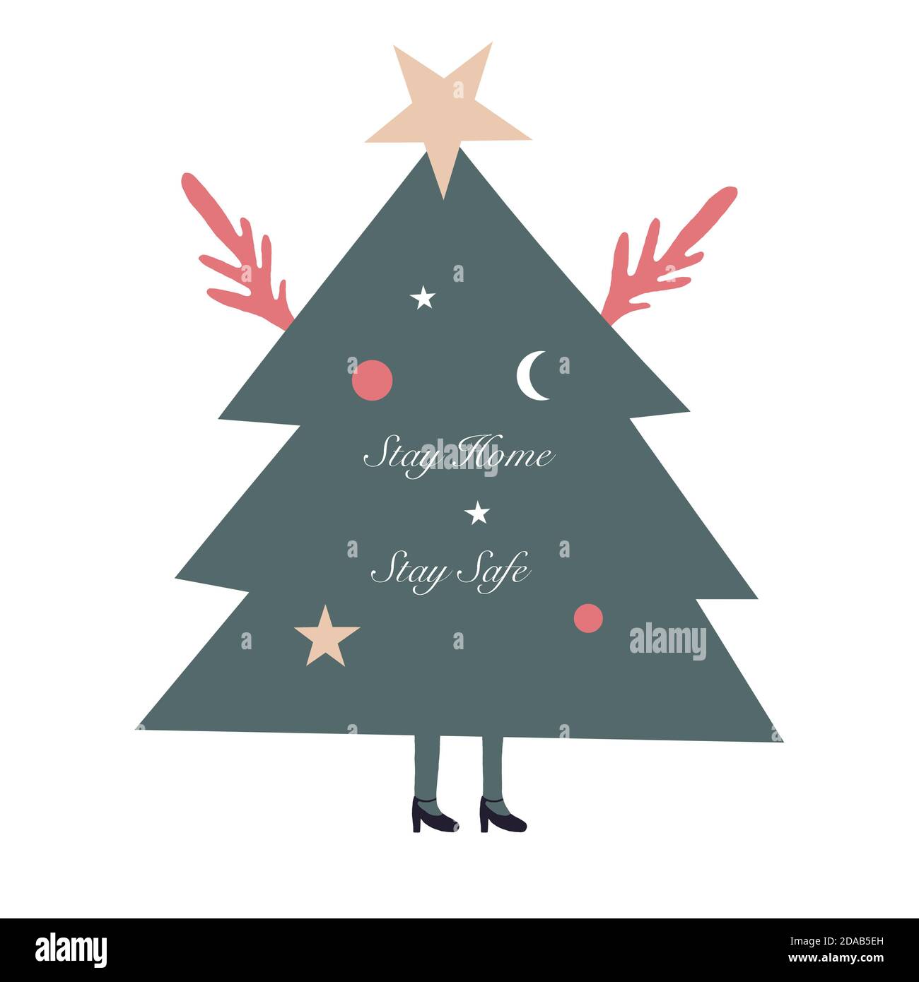 Funny Christmas Tree. Merry Christmas. Stay Home Stay safe Stock Photo -  Alamy