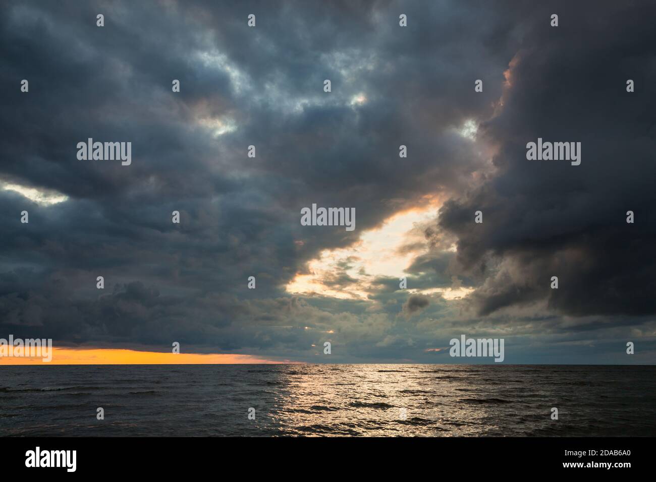 Dramatic sky with stormy clouds over the sea. Nature background Stock ...