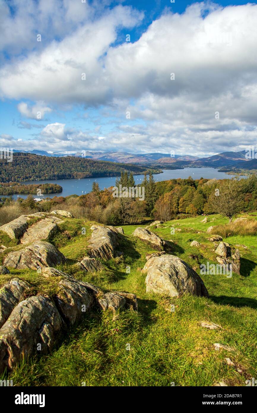 View over Lake Windermere from the summit of Brant Fell, Bowness-on ...