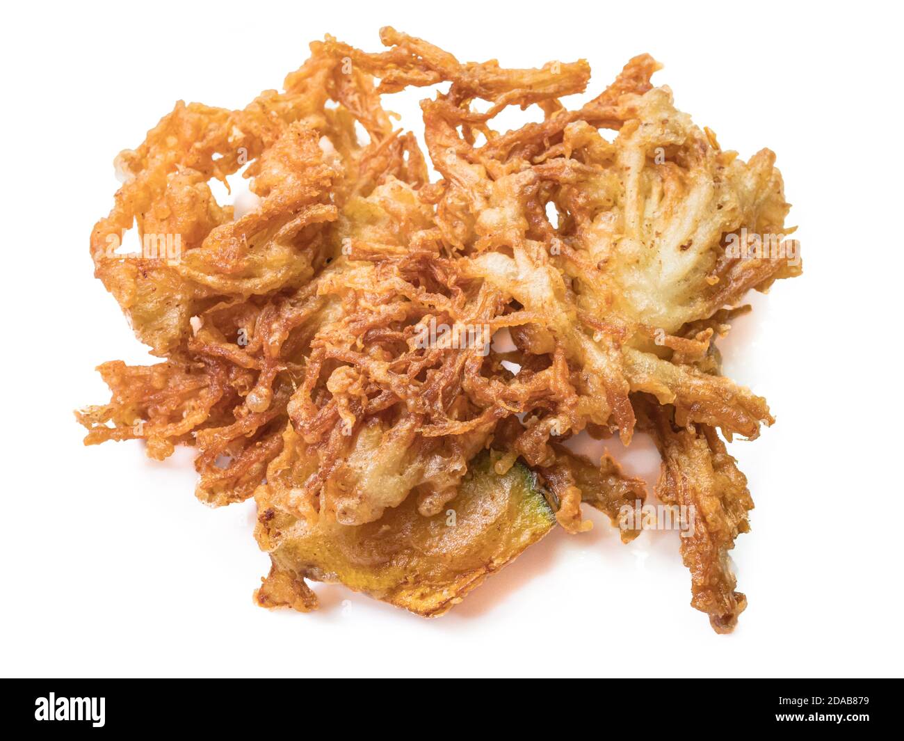 The close up of Thai tempura deep fried vegetable food on white background. Stock Photo