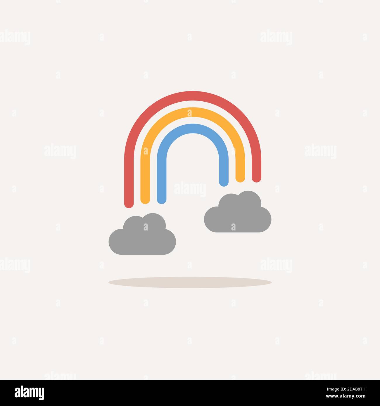 Rainbow and clouds. Color icon with shadow. Weather glyph vector ...