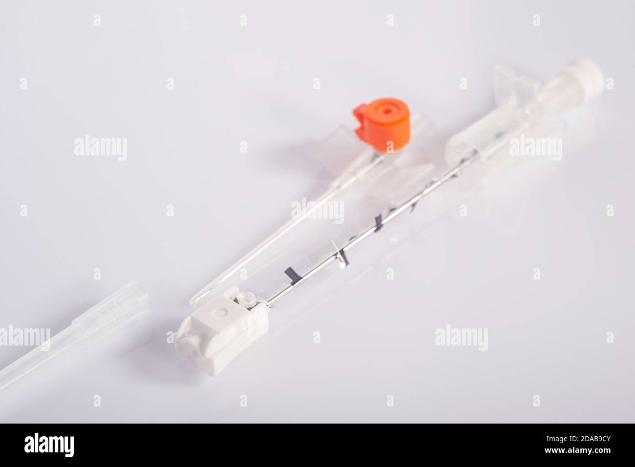 medical catheter for infusion. close-up, on a white background ...