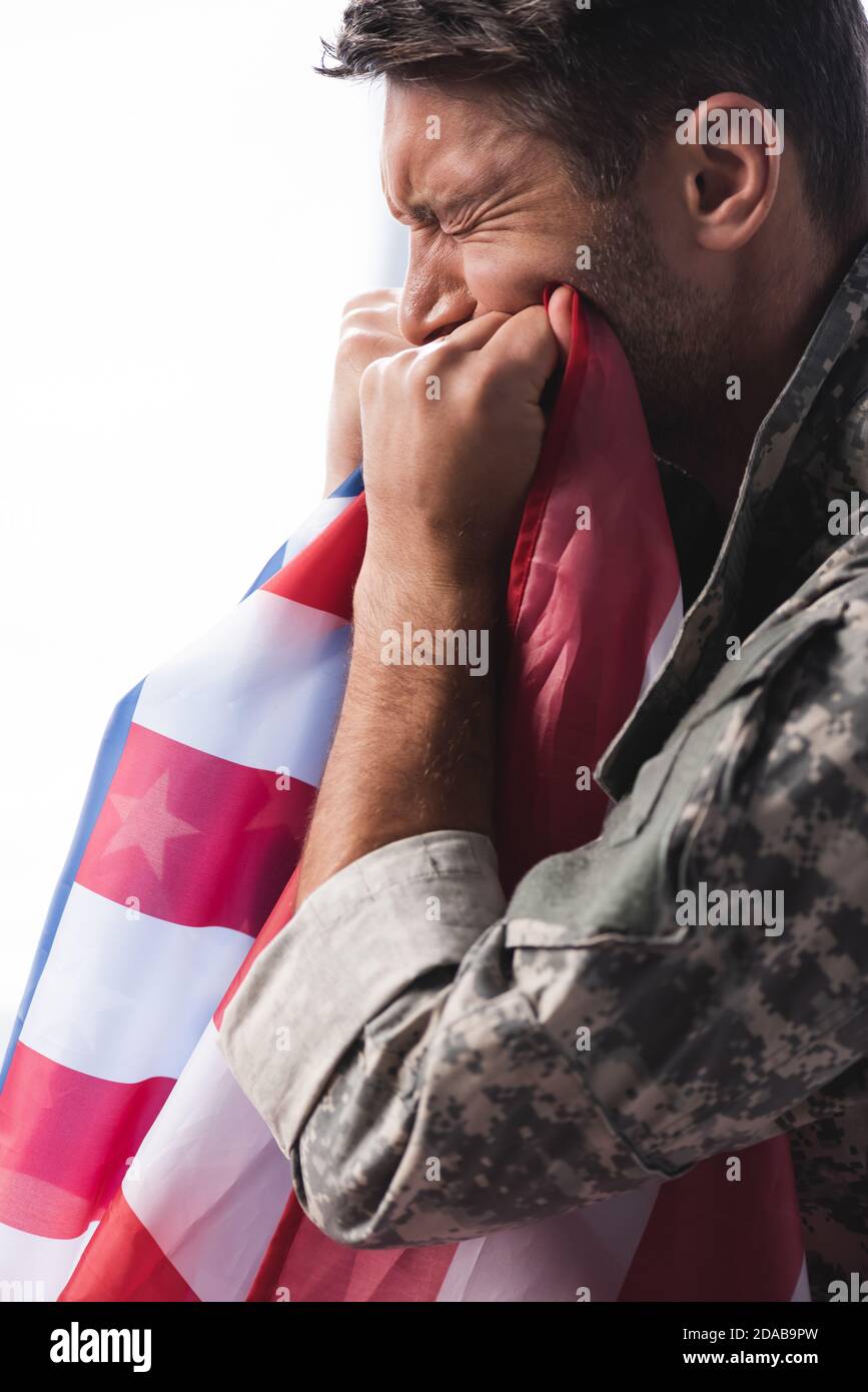 Side Profile Of A Sad Man With Hands On Face Looking Down. Depression And  Anxiety Disorder Concept Stock Photo, Picture and Royalty Free Image. Image  89272898.