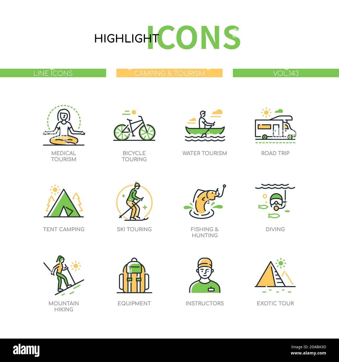 Camping and tourism - modern line design style icons set Stock Vector ...