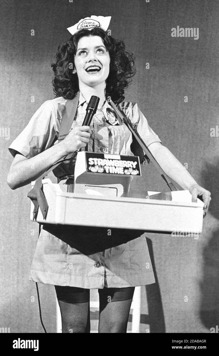 Patricia Quinn (Usherette) in THE ROCKY HORROR SHOW at the Theatre Upstairs, Royal Court Theatre, London SW1  21/06/1973  book, music & lyrics by Richard O'Brien  set design: Brian Thomson  costumes: Sue Blane  lighting: Gerry Jenkinson  director: Jim Sharman Stock Photo