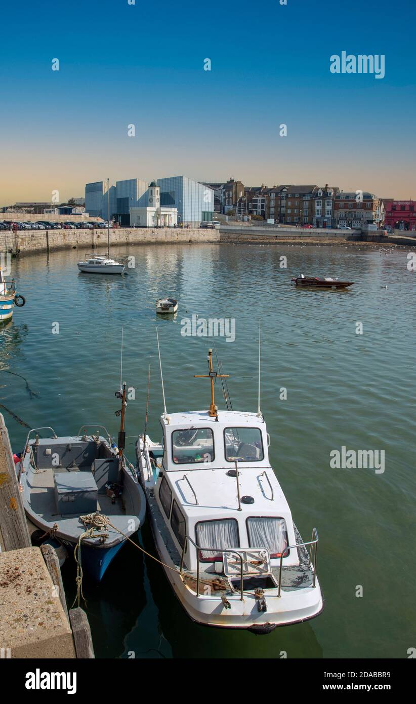 Ramsgate, Kent, England, UK. 2020. Ramsgate harbour wiith fishing and pleasure boats with a