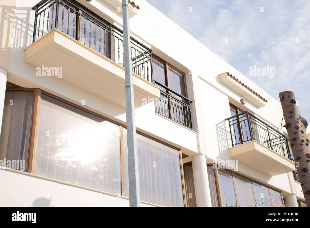 Living buildings, Cyprus Greek architecture, sunshine Stock Photo