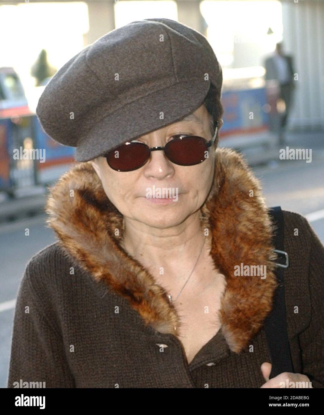 Yoko Ono at Heathrow in 2003. Stock Photo