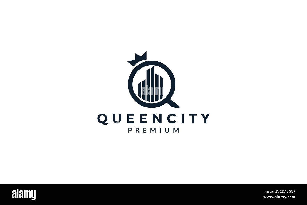 Q for queen  building crown logo vector icon illustration design Stock Vector