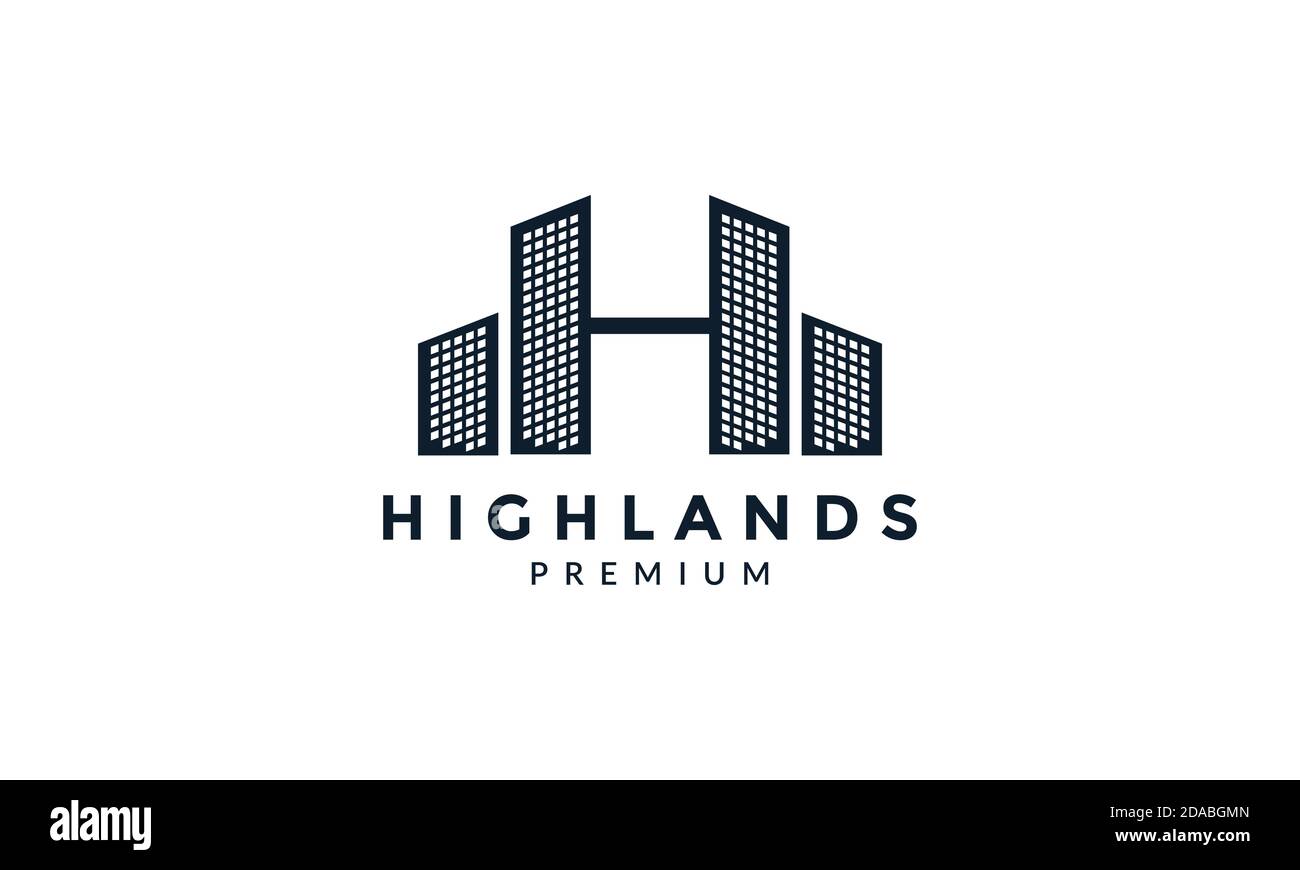H for high building logo vector icon illustration design Stock Vector