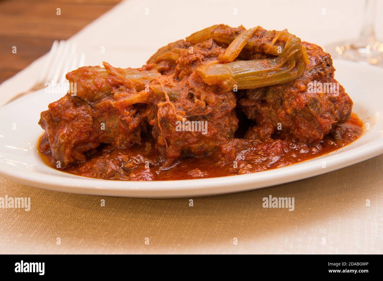 Meat Tail Dish Specialty From Lazio Region And Roma Area Called Coda Alla Vaccinara Stock Photo Alamy