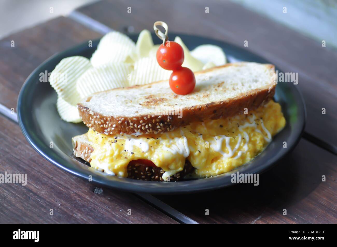 sandwich or egg and cheese toast, egg and cheese toast sandwich Stock