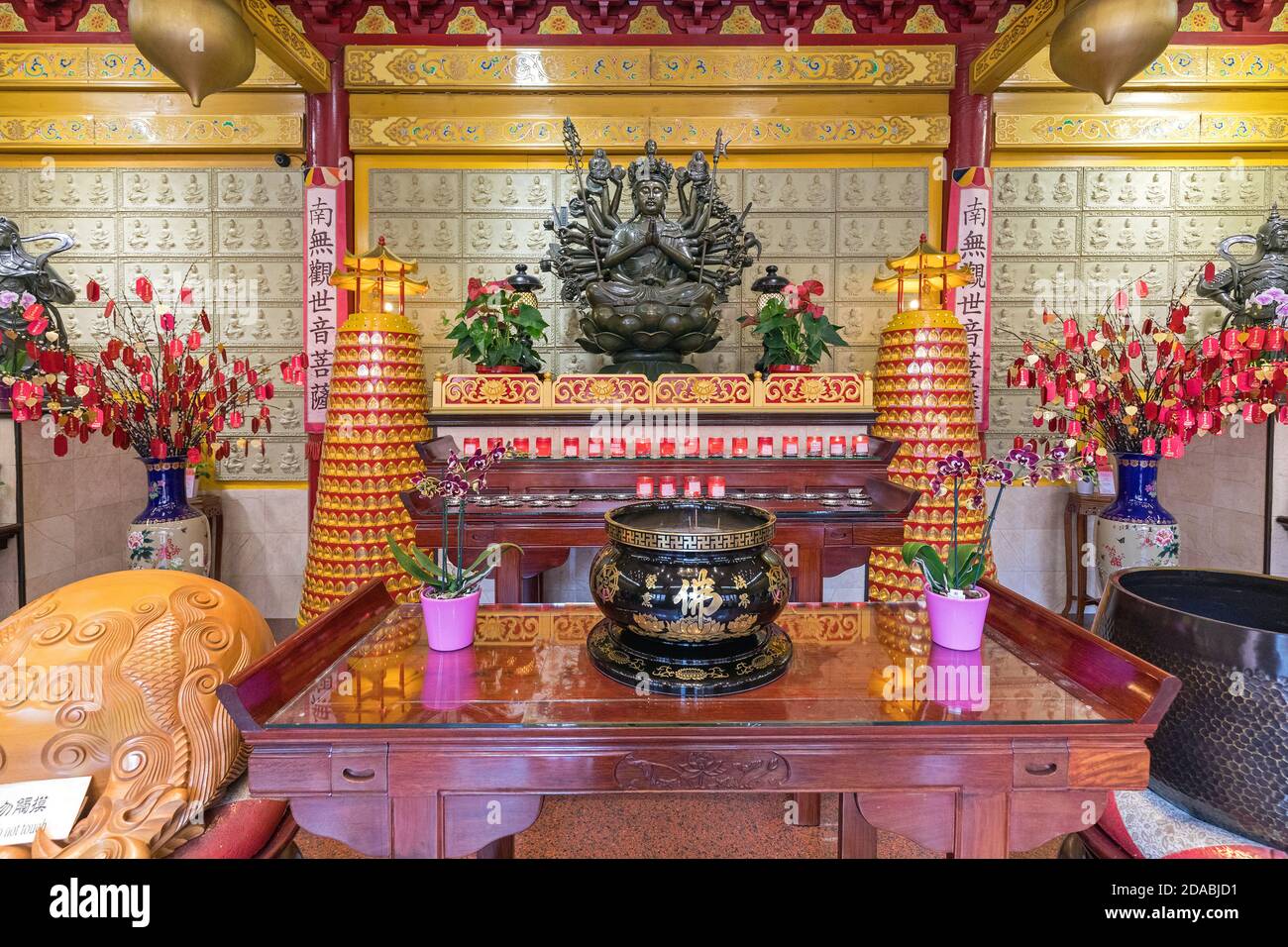 Amsterdam, Netherlands - May 18, 2018: Fo Guang Shan He Hua Buddhist Temple Interior in Amsterdam, Holland. Stock Photo
