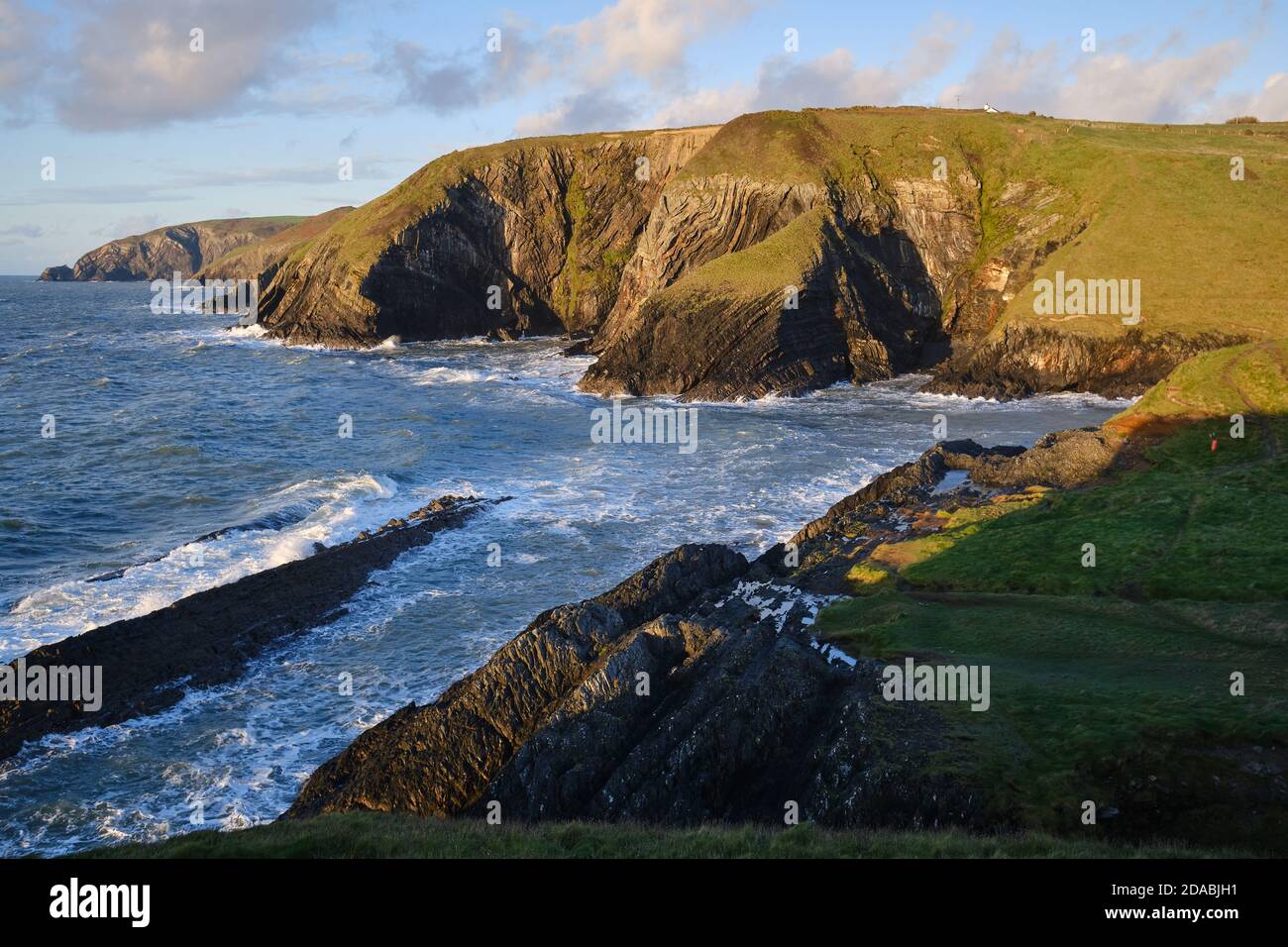 rocky West Wales coast at Ceibwr in the Pembrokeshire Coast National Park Stock Photo
