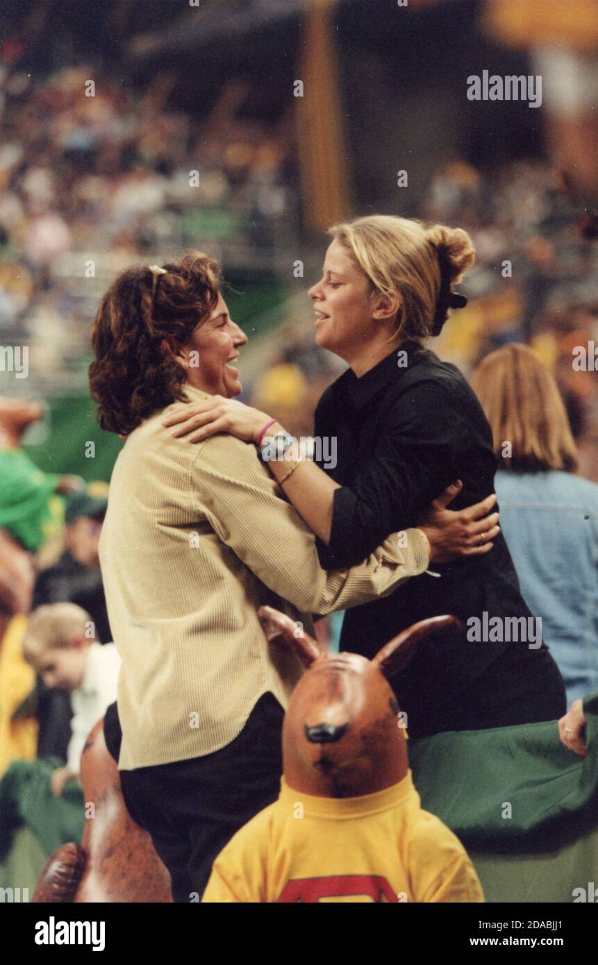 Belgian tennis player Kim Clijsters meets Arantxa Sanchez Vicario, Davis Cup Final 2000 Stock Photo