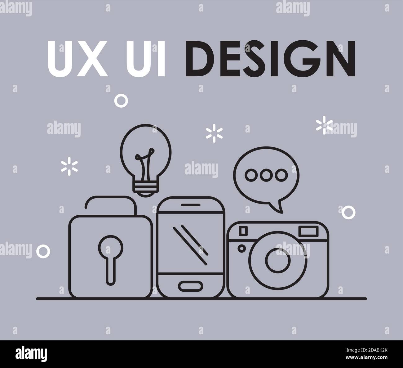 ux ui design icons over gray background, line style, vector ...