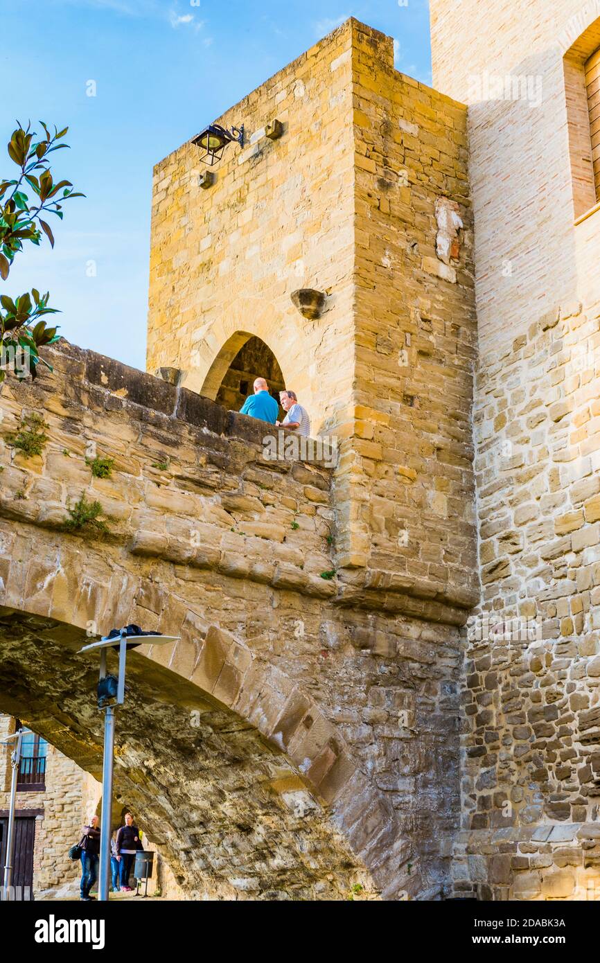 Romanesque Bridge Romanesque bridge over the Arga river. French Way, Way of St. James ...