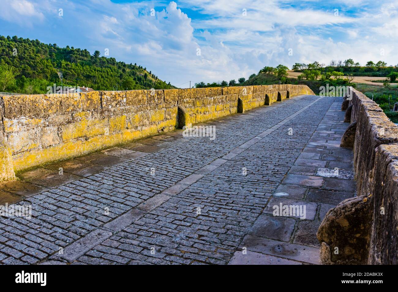 Romanesque Bridge Romanesque bridge over the Arga river. French Way, Way of St. James ...