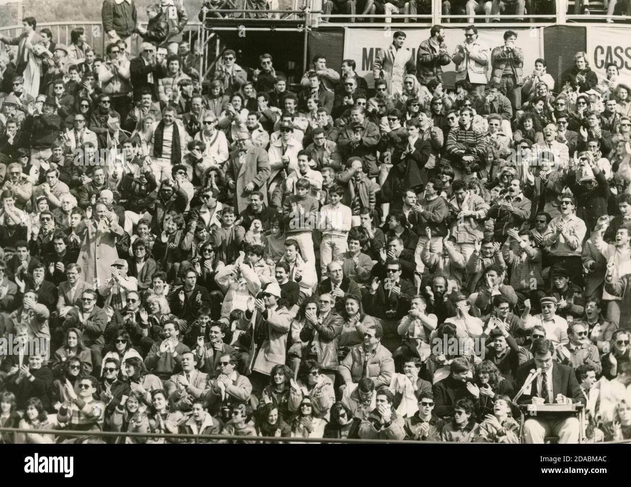 Audience at the Italian Open tennis tournement, Rome, Italy 1985 Stock