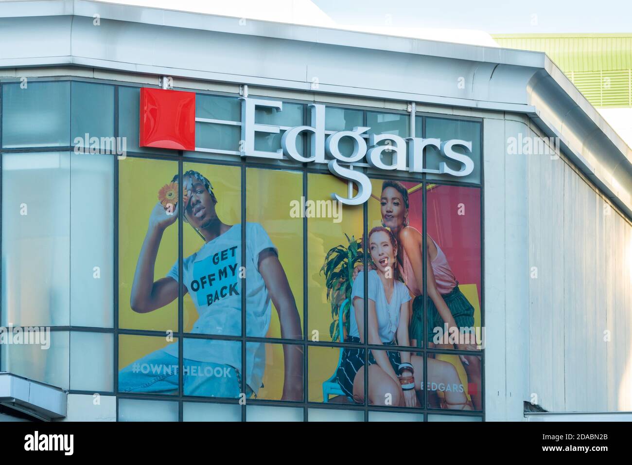 Edgars billboard advert on a wall of a retail shop in South Africa