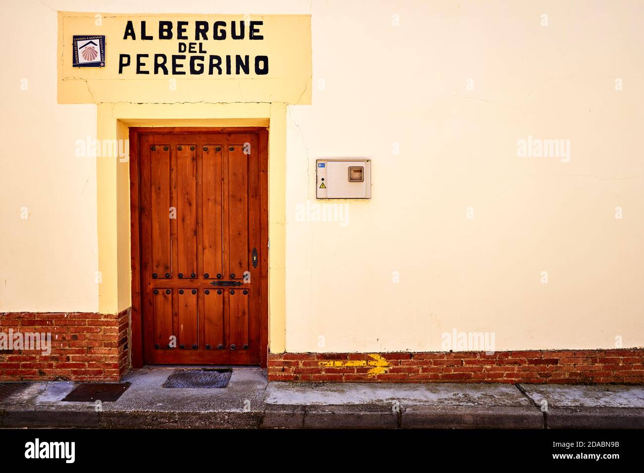 Pilgrims hostel. French Way, Way of St. James.Calzadilla de la Cueza, Palencia, Castile and Leon, Spain, Europe Stock Photo