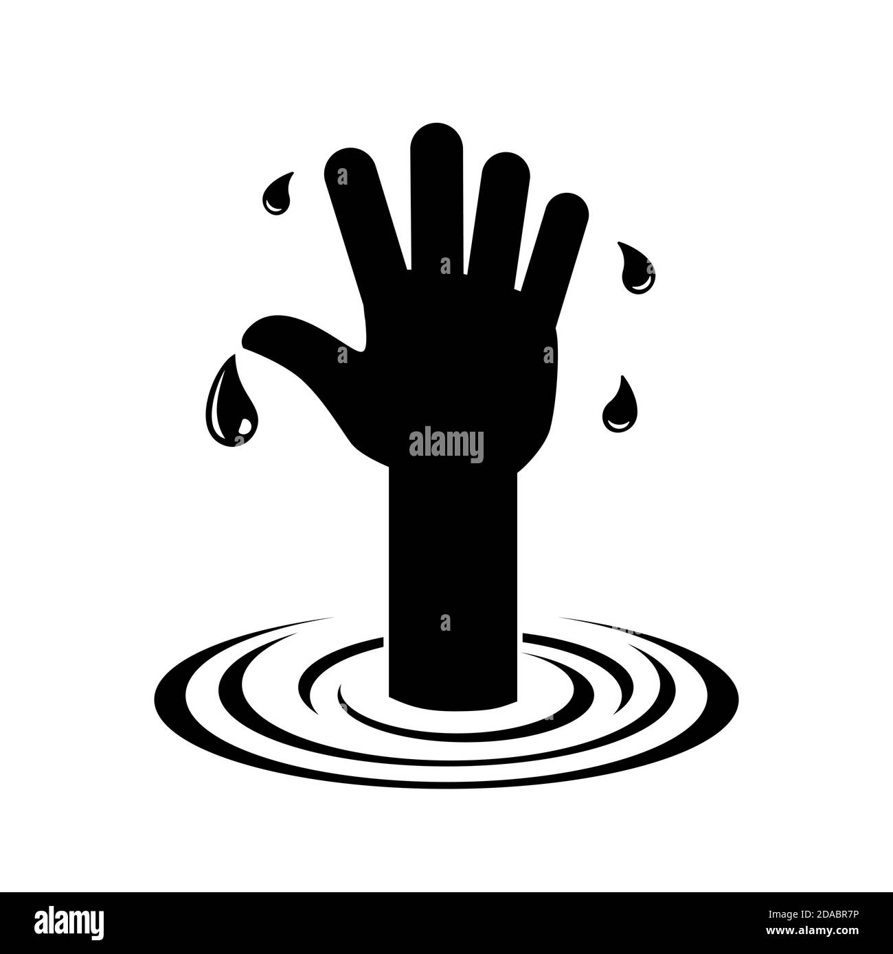 Request for help is the hand of a drowning man. The concept of financial crisis, fall, collapse. Abstract illustration, vector Stock Vector