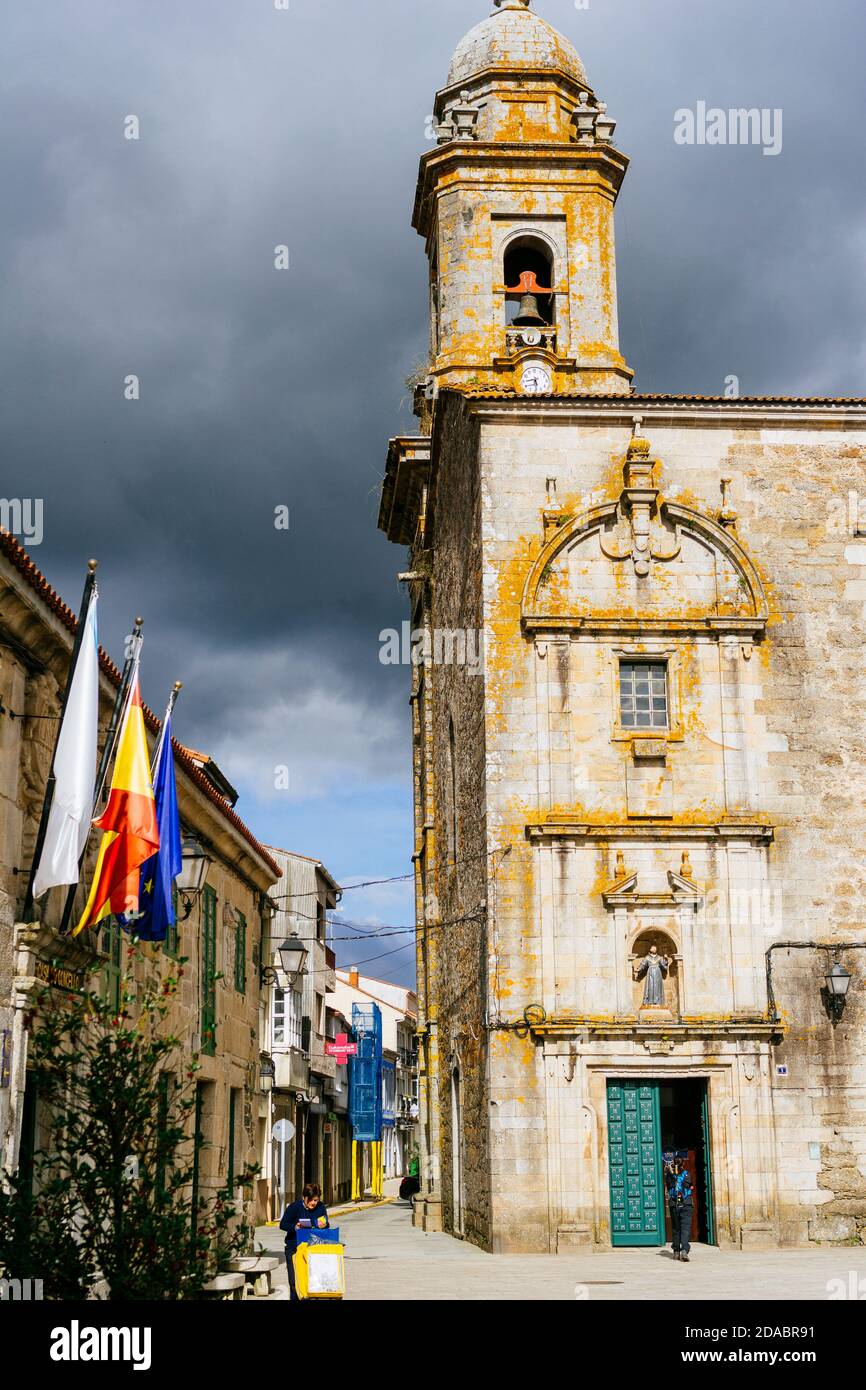 St. Peter's Church - Iglesia de San pedro. It was a Franciscan convent of Sancti Spíritus, It has a nave and a high neoclassical tower. Inside there i Stock Photo