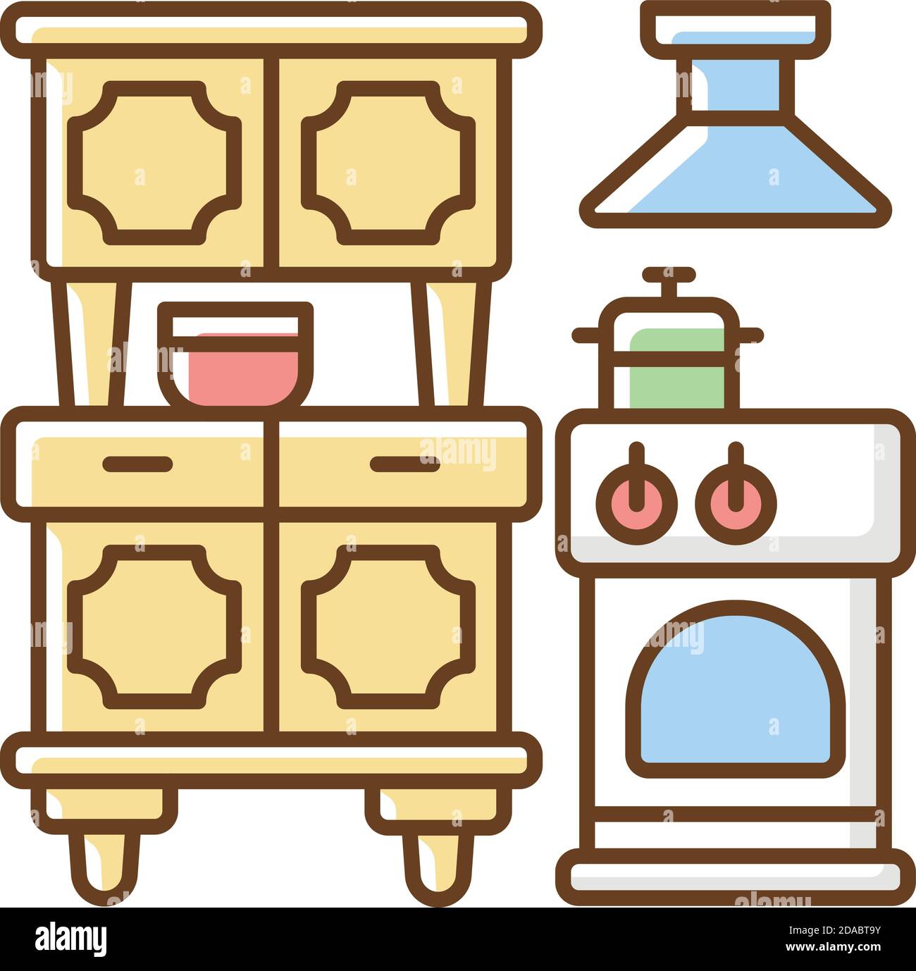 Kitchen appliances RGB color icon Stock Vector