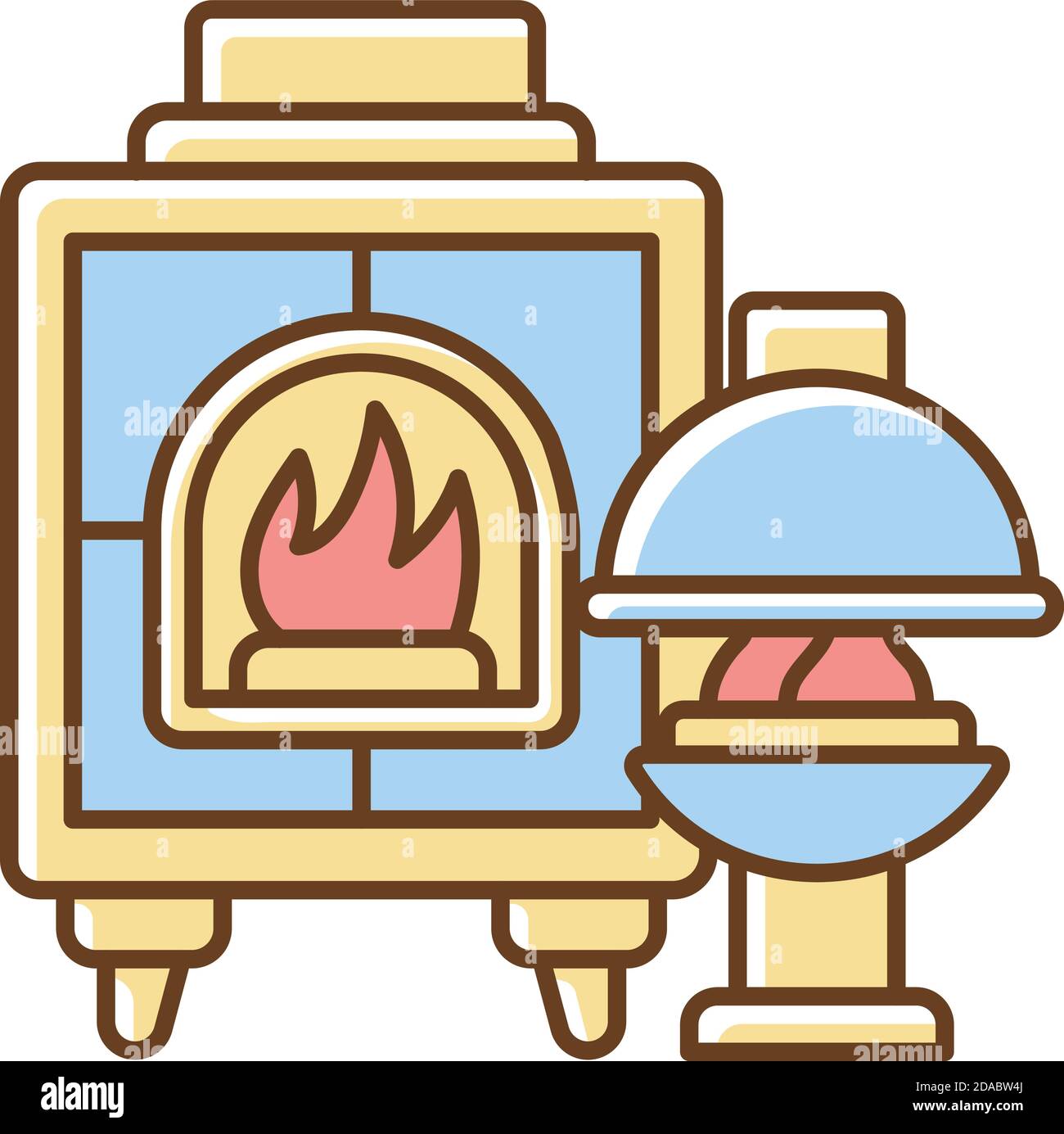 Fireplaces RGB color icon Stock Vector