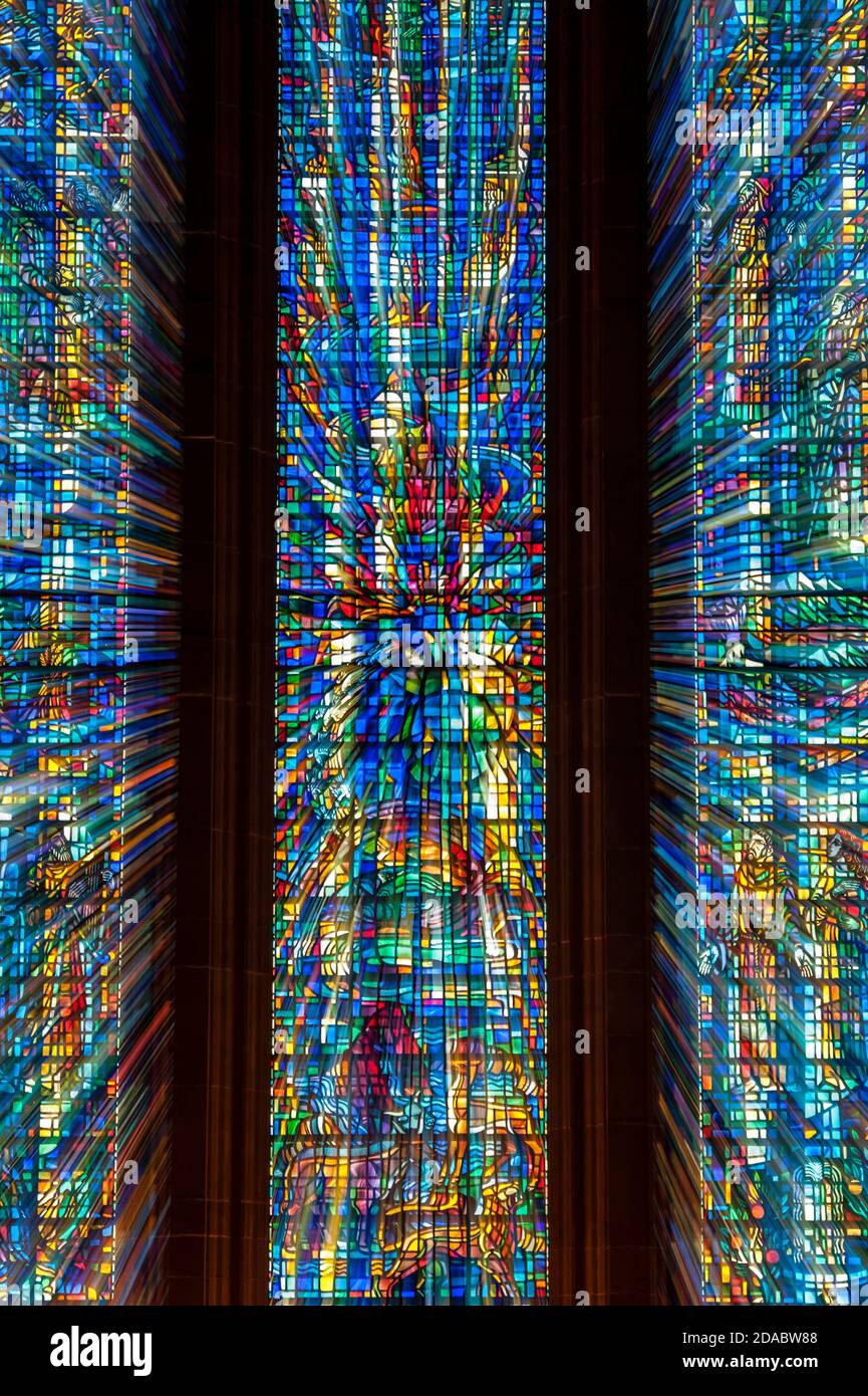 Stained glass in Liverpool Anglican Cathedral is Britain's biggest