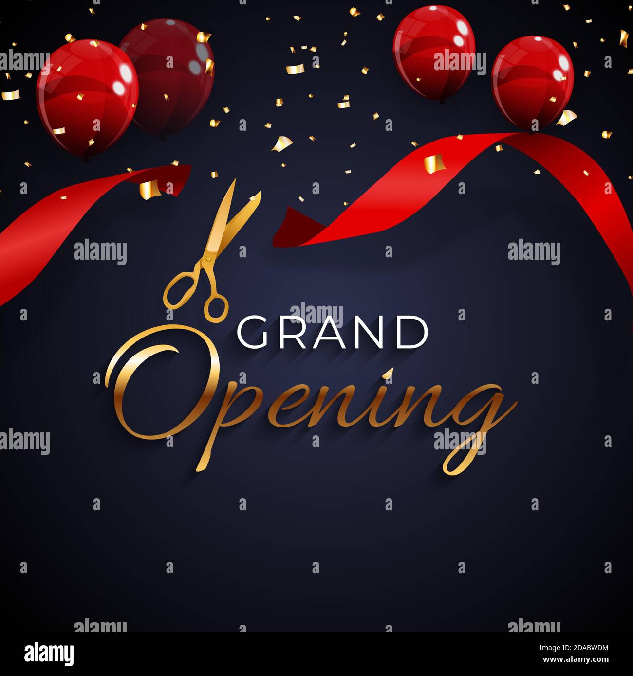 Grand Opening Card with Ribbon and Scissors Background 2449768