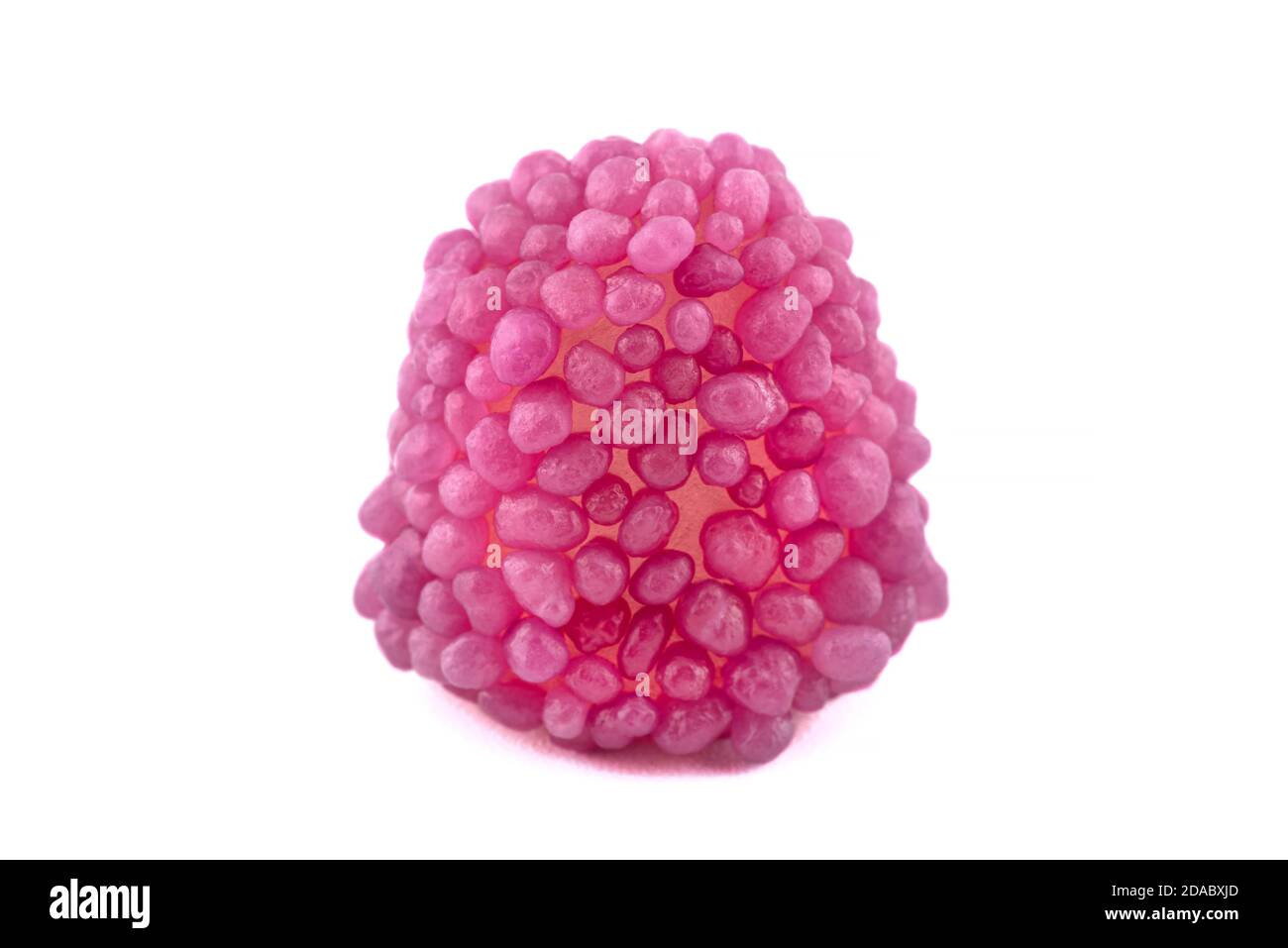 A coneshaped candy with pink balls stuck to the gelatin, isolated on a white background Stock