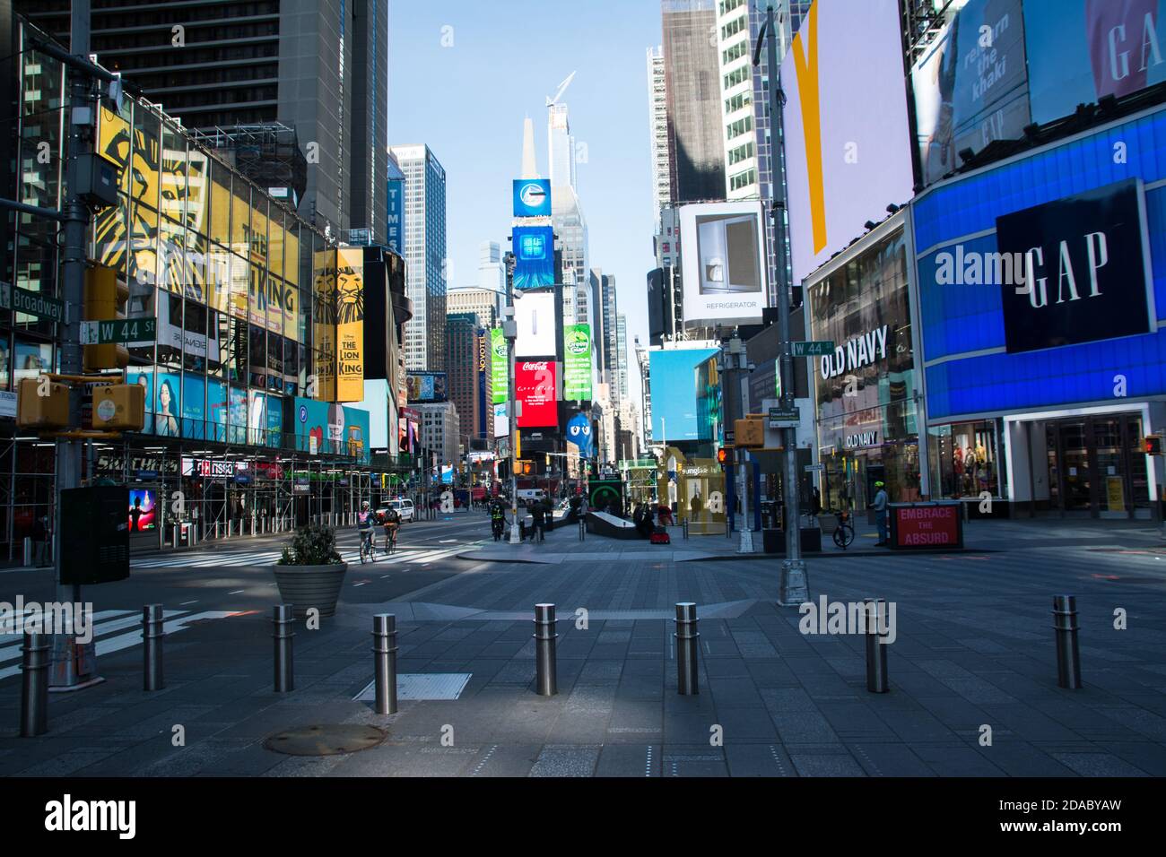 Empty Streets at Times Square Midtown Manhattan During the Covid-19 Pandemic Stock Photo